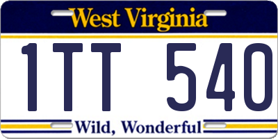 WV license plate 1TT540