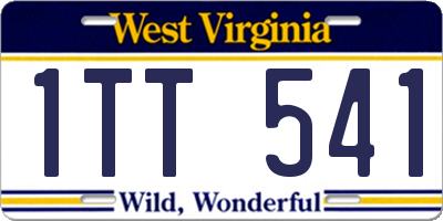 WV license plate 1TT541