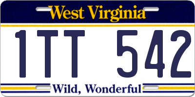 WV license plate 1TT542