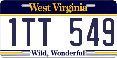 WV license plate 1TT549