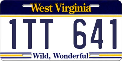 WV license plate 1TT641
