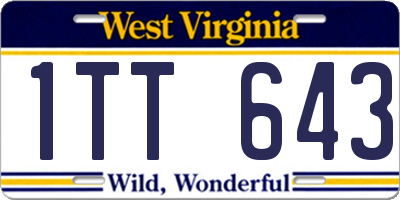 WV license plate 1TT643