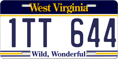 WV license plate 1TT644