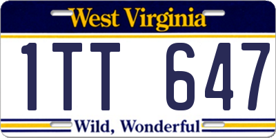 WV license plate 1TT647