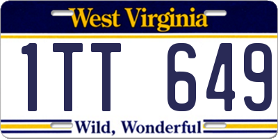 WV license plate 1TT649
