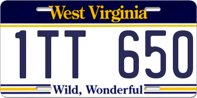 WV license plate 1TT650