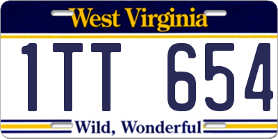WV license plate 1TT654