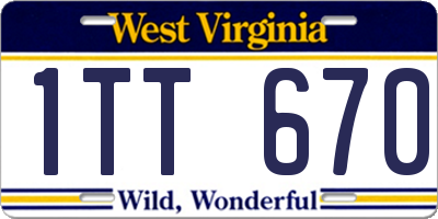WV license plate 1TT670