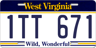 WV license plate 1TT671