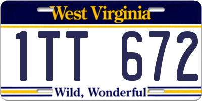 WV license plate 1TT672