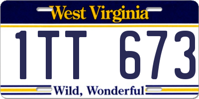 WV license plate 1TT673