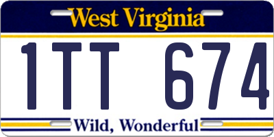 WV license plate 1TT674
