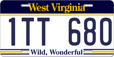 WV license plate 1TT680