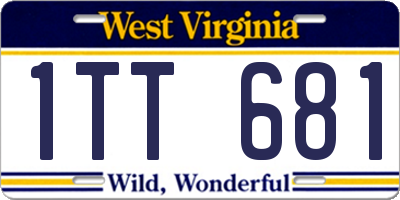 WV license plate 1TT681