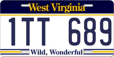 WV license plate 1TT689