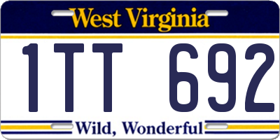 WV license plate 1TT692