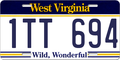WV license plate 1TT694