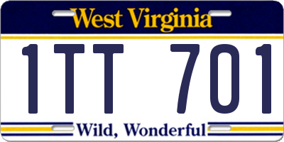 WV license plate 1TT701
