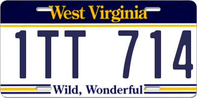 WV license plate 1TT714