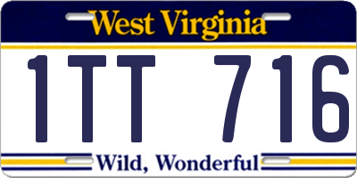 WV license plate 1TT716