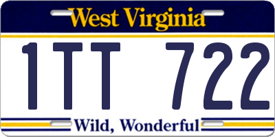 WV license plate 1TT722