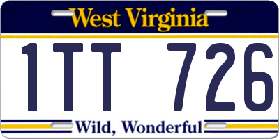 WV license plate 1TT726