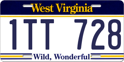 WV license plate 1TT728