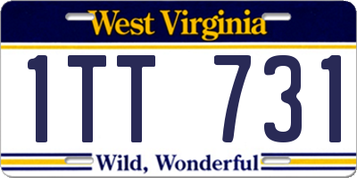 WV license plate 1TT731