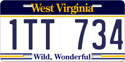 WV license plate 1TT734