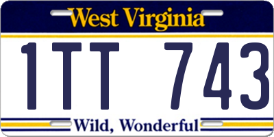 WV license plate 1TT743