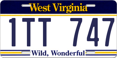 WV license plate 1TT747