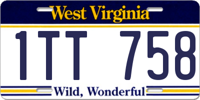 WV license plate 1TT758
