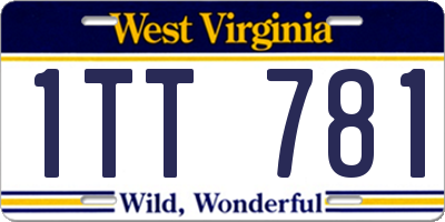 WV license plate 1TT781