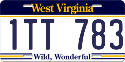 WV license plate 1TT783
