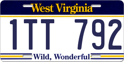 WV license plate 1TT792