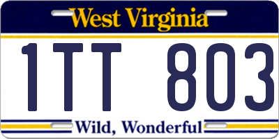 WV license plate 1TT803