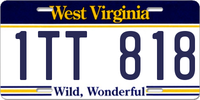 WV license plate 1TT818