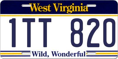 WV license plate 1TT820