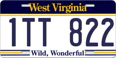 WV license plate 1TT822