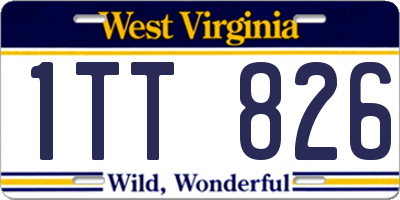 WV license plate 1TT826