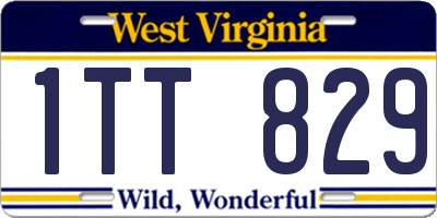 WV license plate 1TT829