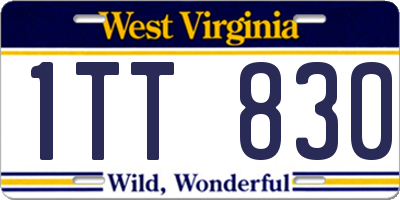 WV license plate 1TT830