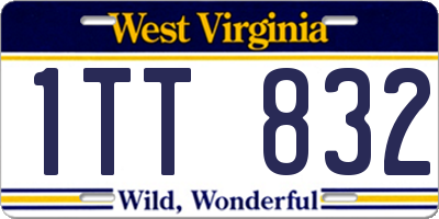 WV license plate 1TT832