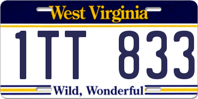 WV license plate 1TT833