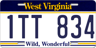 WV license plate 1TT834