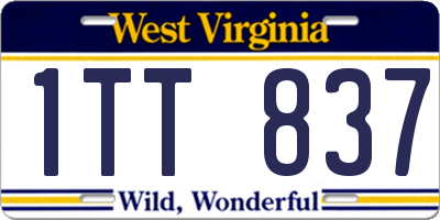 WV license plate 1TT837