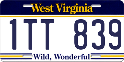 WV license plate 1TT839