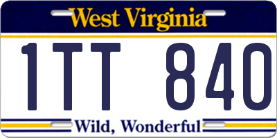 WV license plate 1TT840