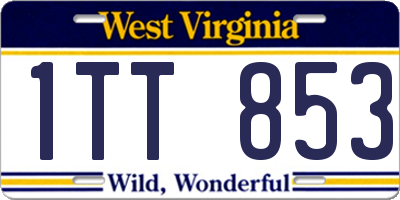 WV license plate 1TT853