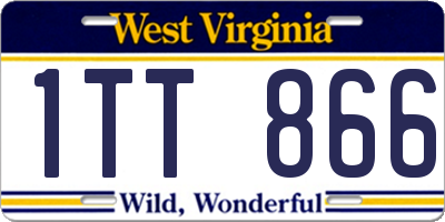 WV license plate 1TT866